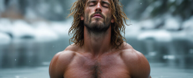 Homme bain glacé